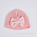 Winter Knitted Beanie with bowknot for baby